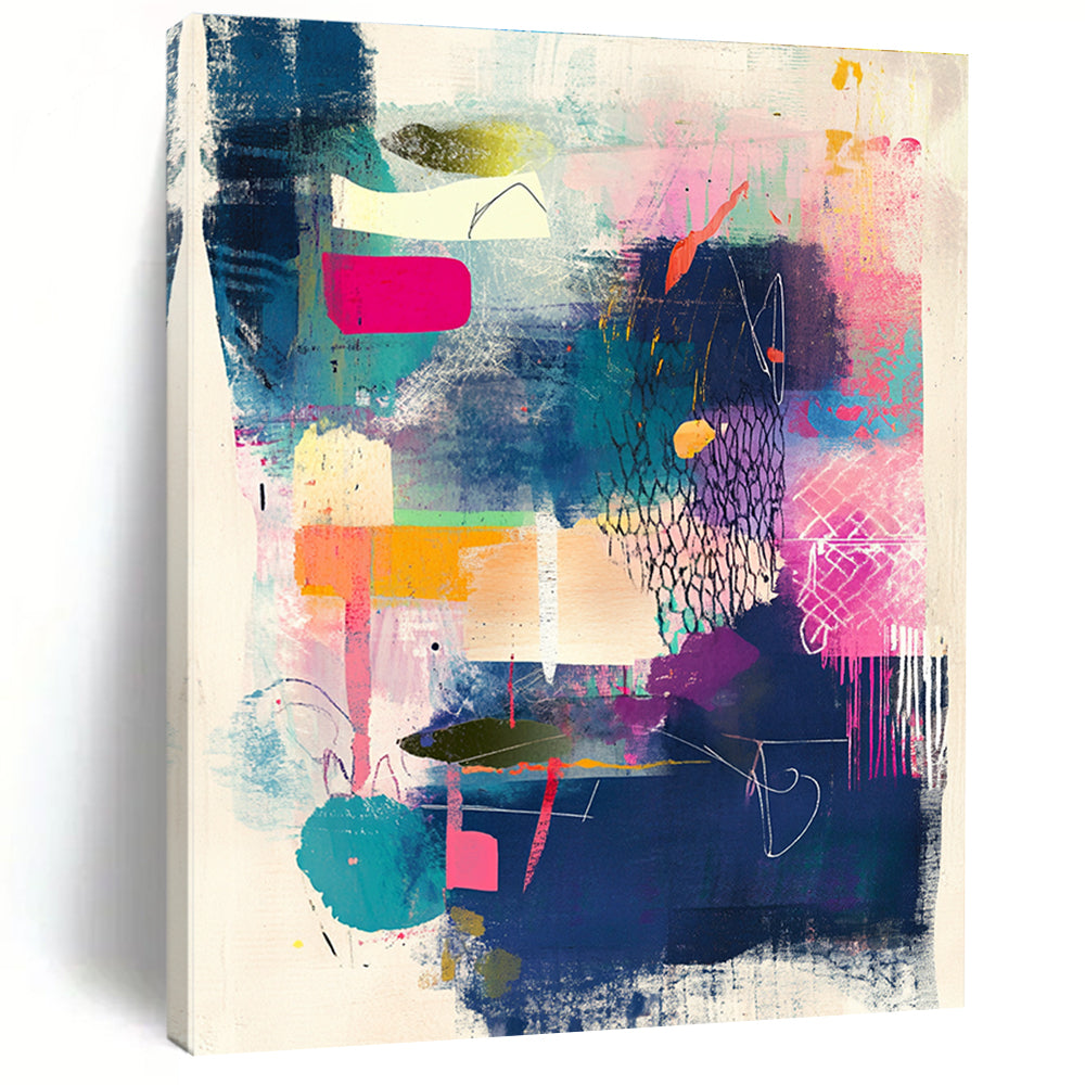Colorful Abstract Composition Painting with Eclectic Vibrancy WINK079
