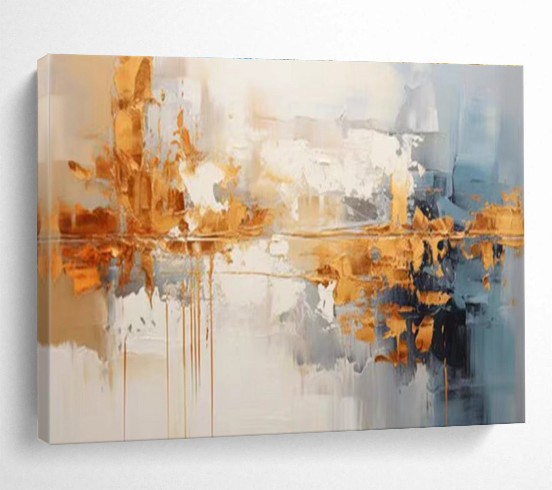 Gold Accent Abstract Painting for Luxury Dining Rooms YHT183