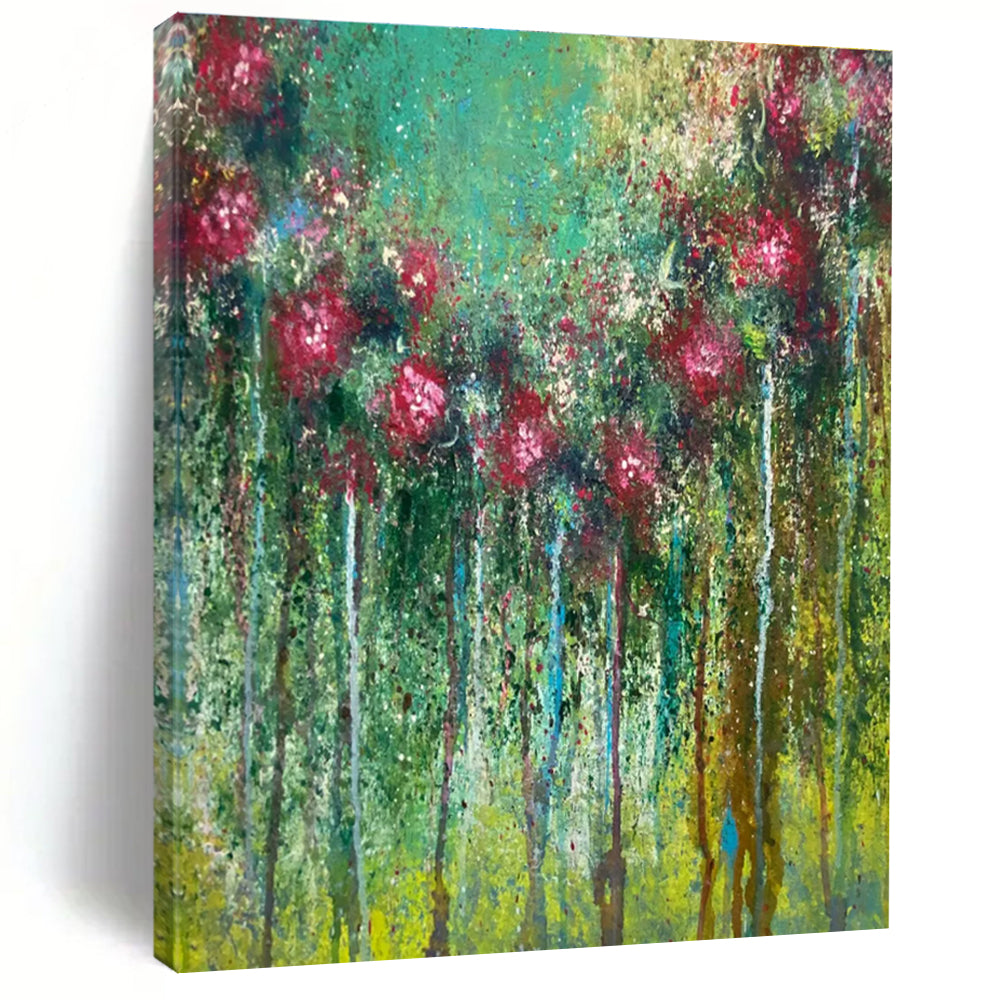 Vibrant Floral Abstract Painting for Lively Garden Cafes HENG456