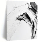 Curved Black - White Abstract Painting with Graceful Contrast WINK351