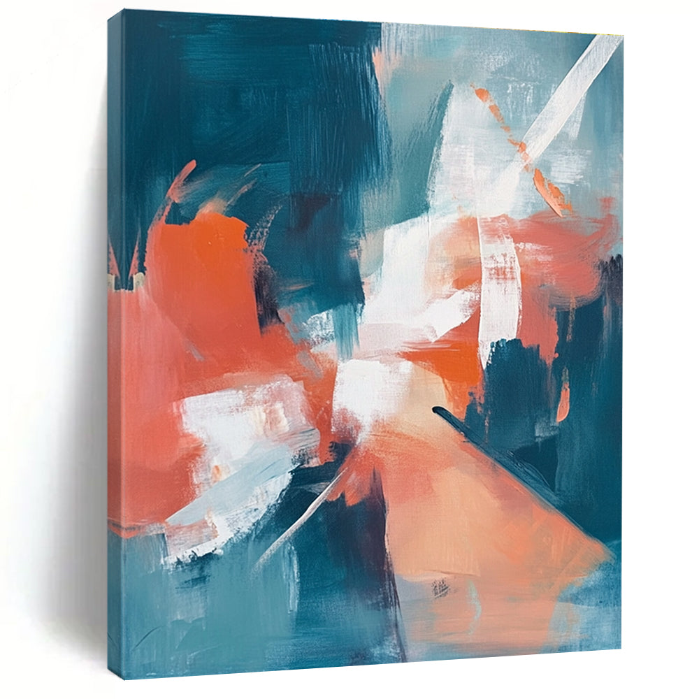 Teal Orange Abstract Fusion Painting with Subtle Blends WINK641