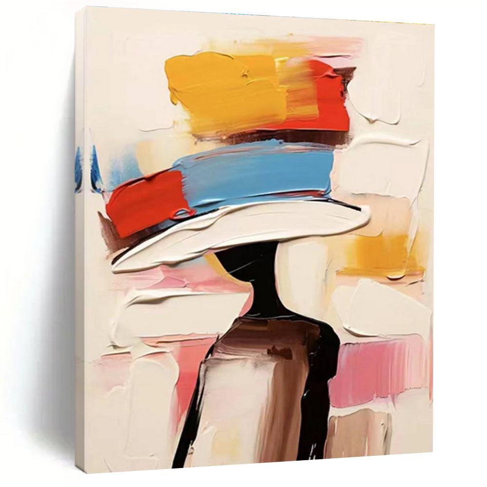Colorful Hat - Wearing Figure Abstract Painting for Fashion - Inspired Interiors HENG324