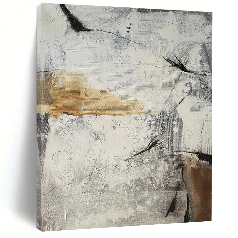 Gray and Beige Abstract Textures Painting for Industrial - Chic Spaces HENG338