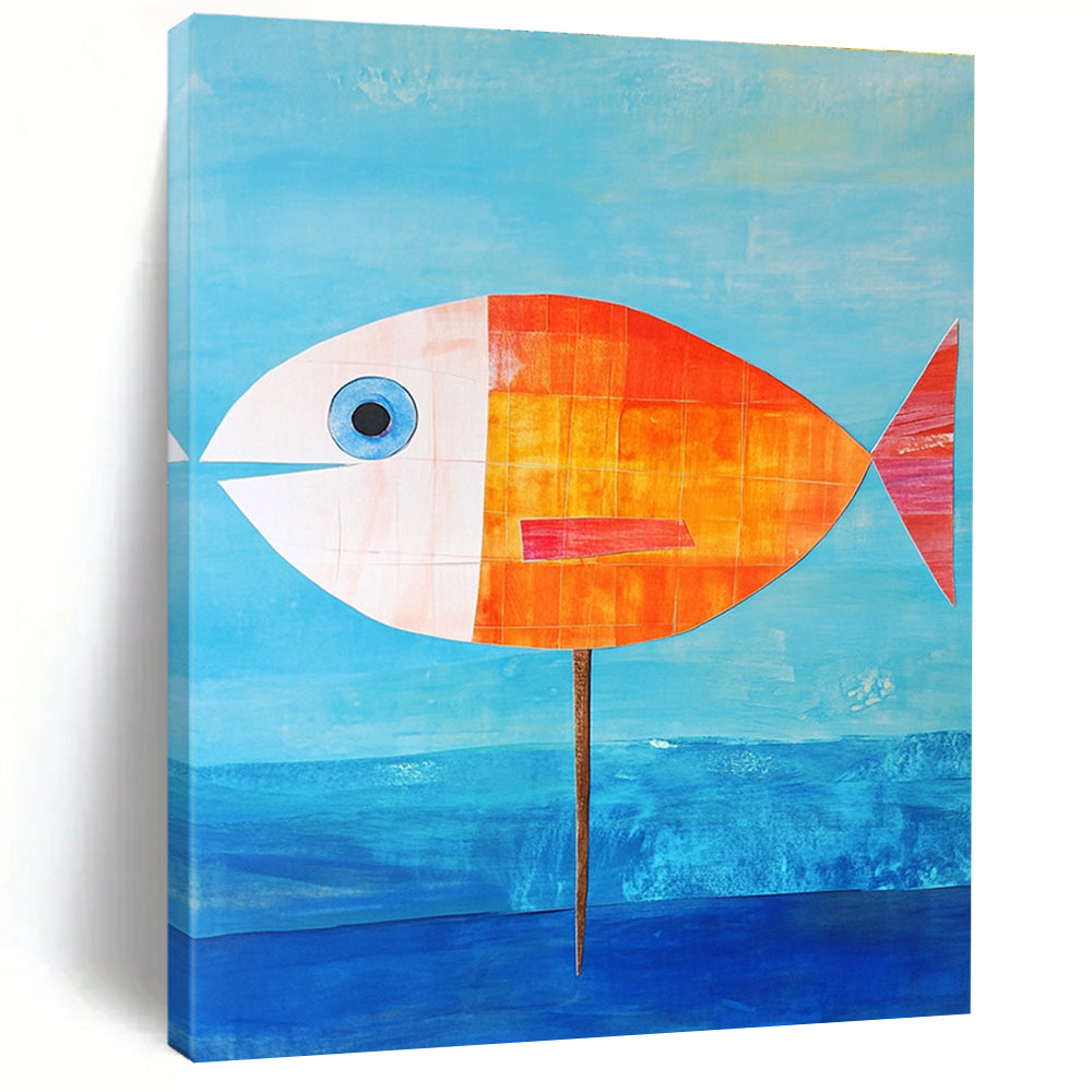Fish on a Stick Abstract Painting of Quirky Creativity GAB0129