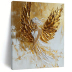 Golden Winged Female Form - Empowering Figurative Abstract Art GAB0435