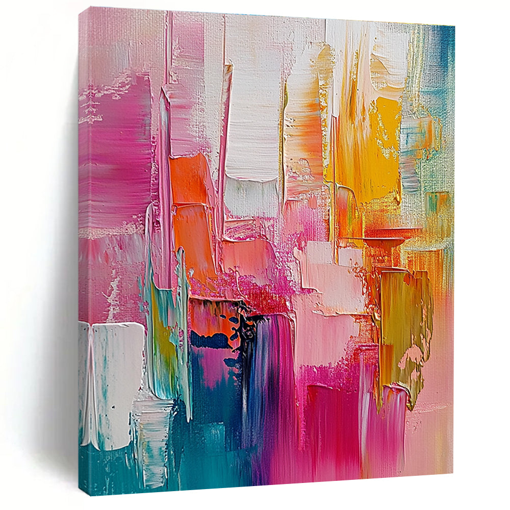 Pink - Orange Abstract Cityscape Painting with Vibrant Urban Energy WINK497