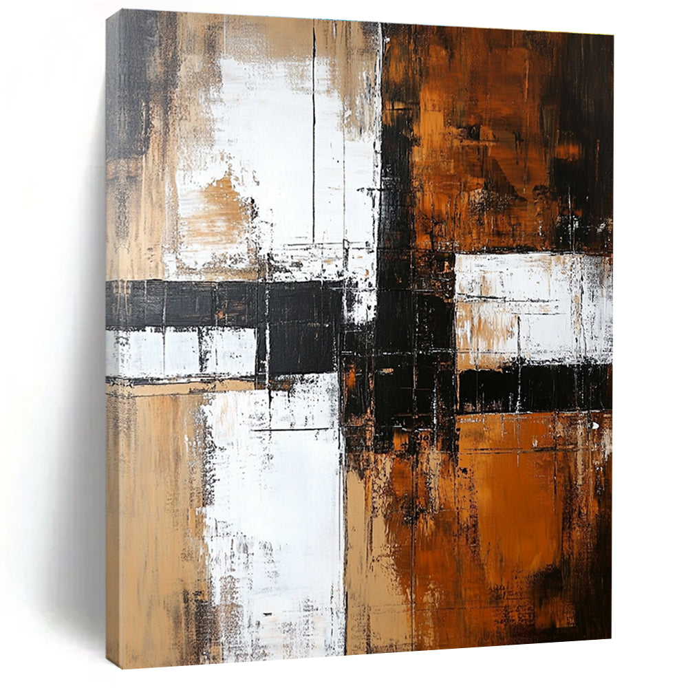 Brown Black White Abstract Painting with Textured Layers WINK672