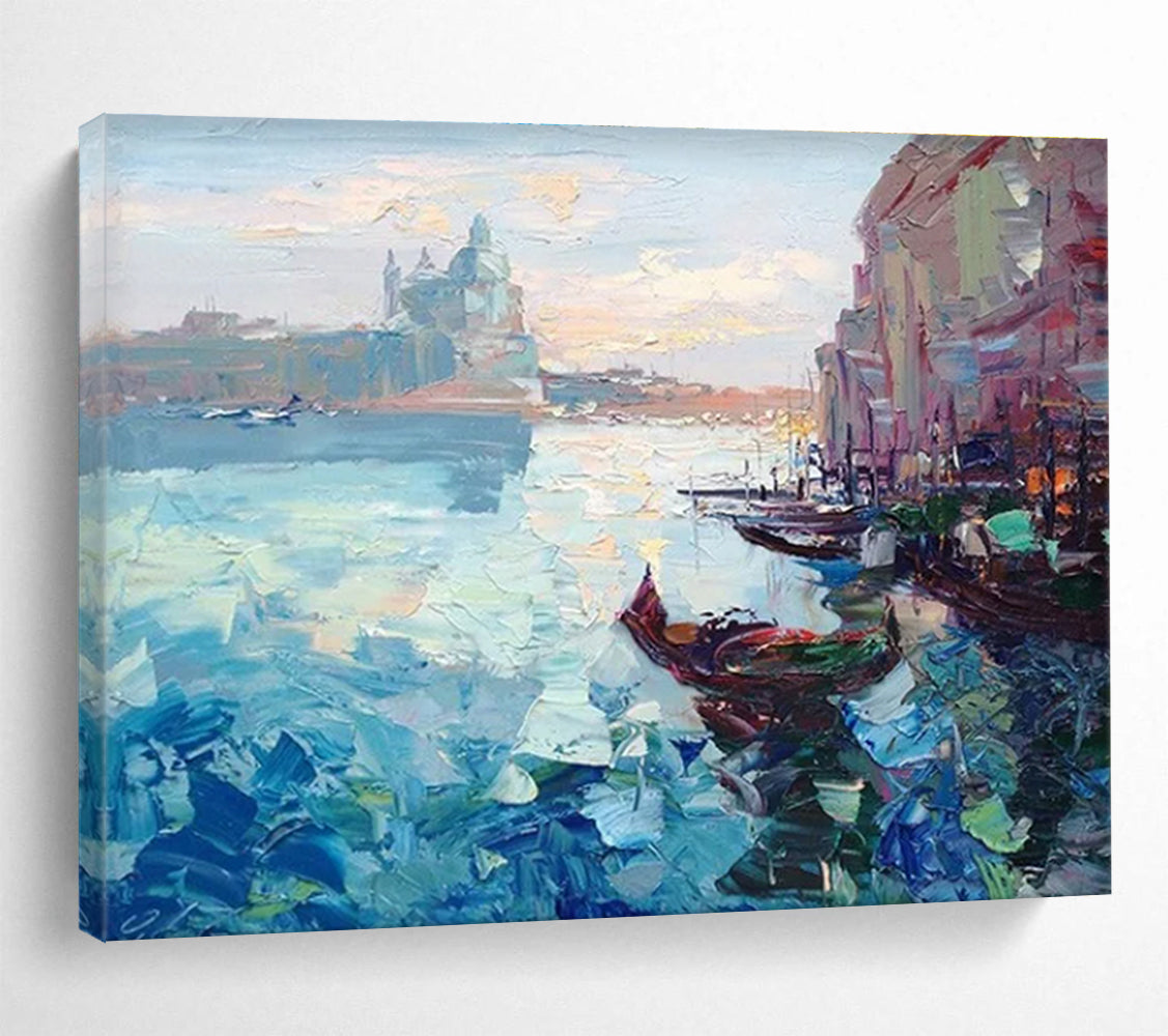 Venice Canal Repeat Abstract Painting for Italian - Inspired Home Decor Stores YHT466
