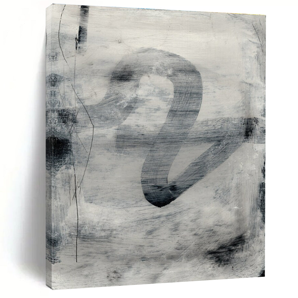 Monochromatic Ink Abstract Painting for Minimalist Art Galleries HENG189