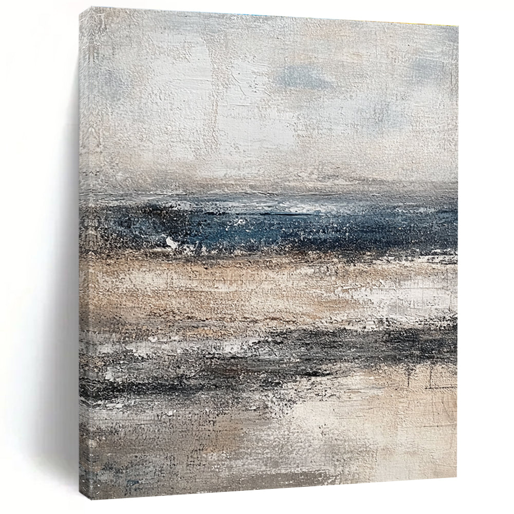 Gray and Blue Sea Abstract Painting for Coastal - Inspired Homes GAB0976