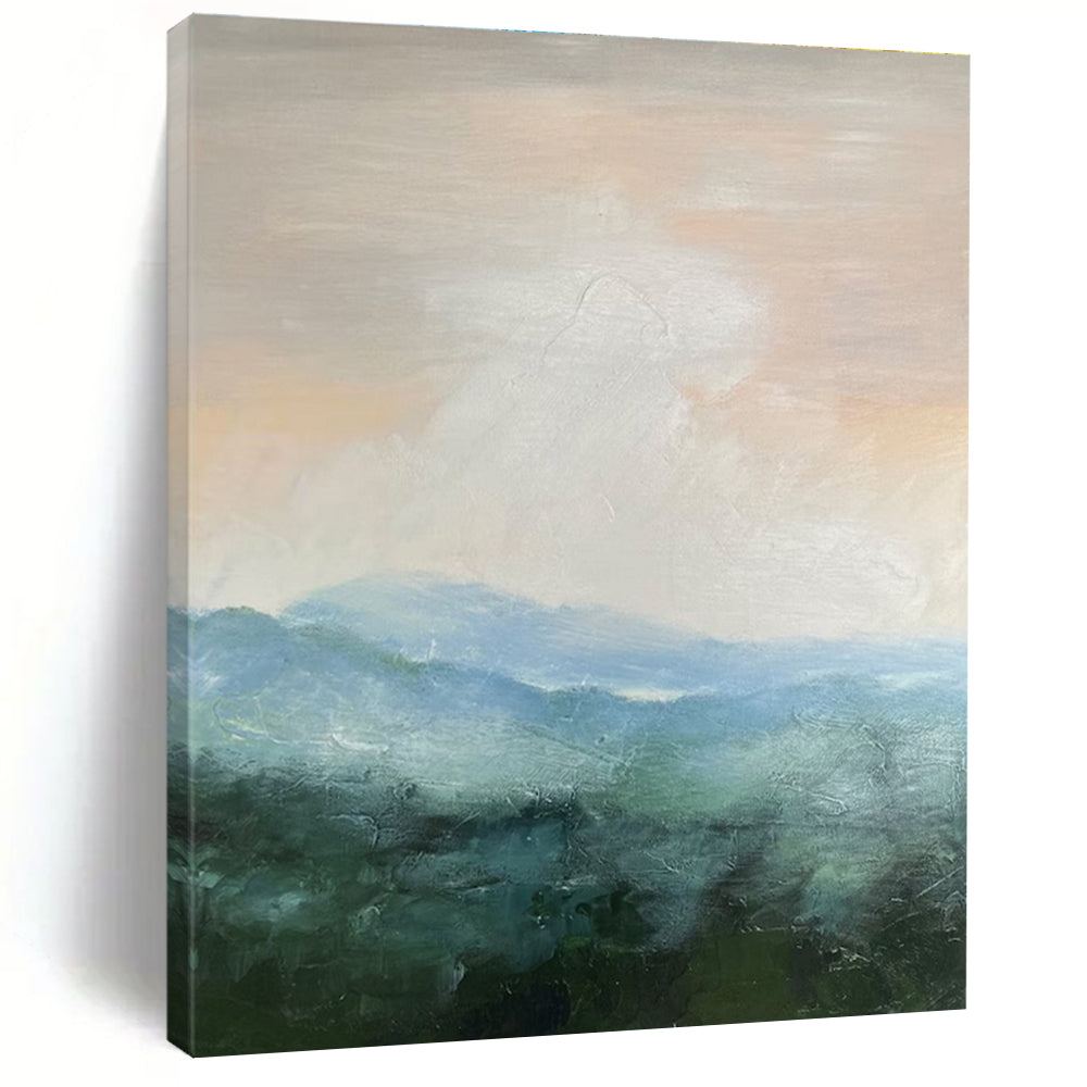 Misty Mountain Abstract Painting for Spa Retreat Relaxation Areas HENG010