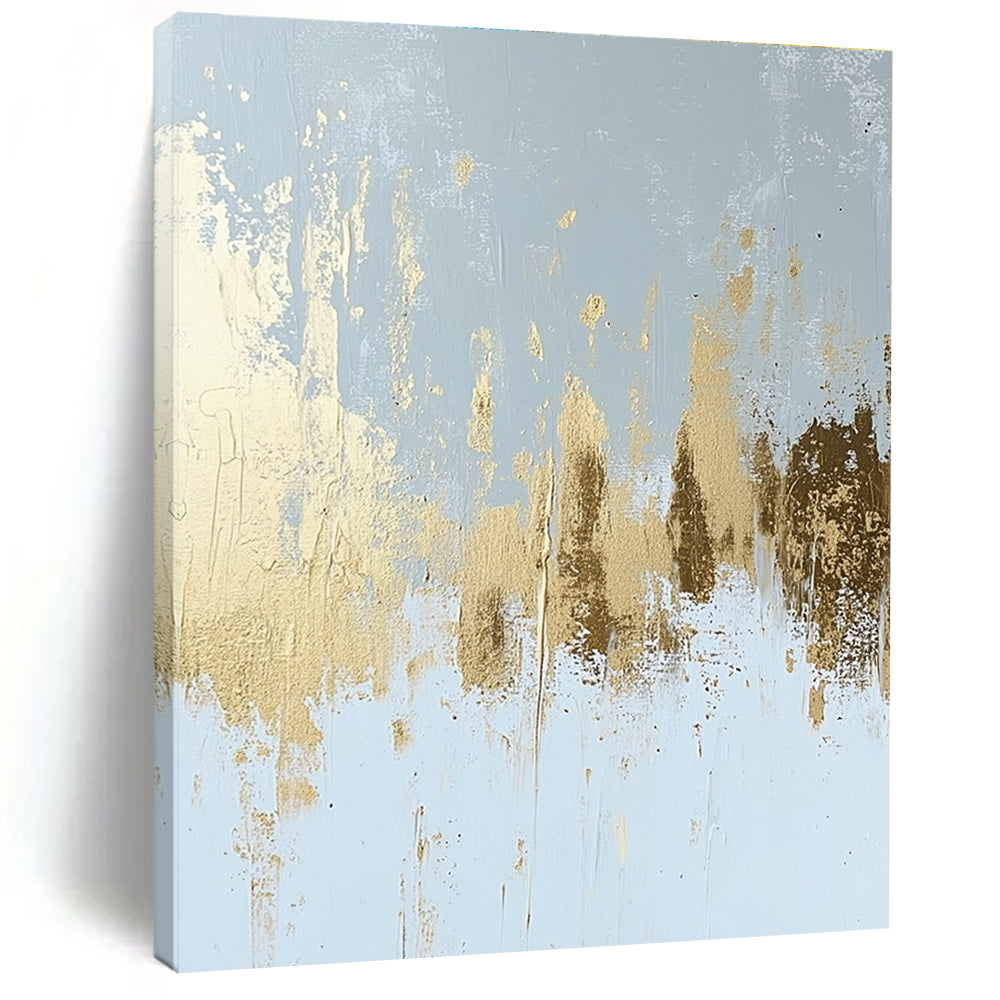 Gold and Blue Abstract Painting for Coastal - Inspired Hotels GAB0849