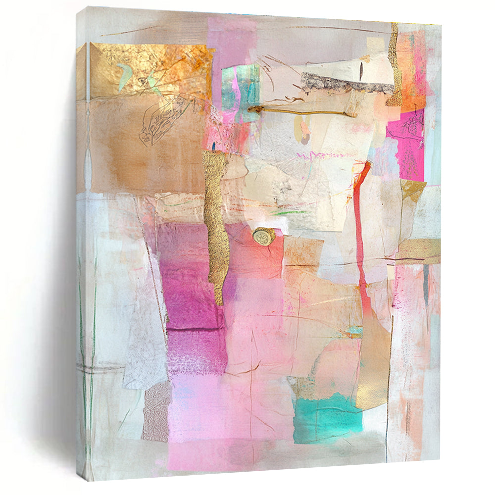 Collage of Soft Hues Mixed Media Abstract Painting GAB0250