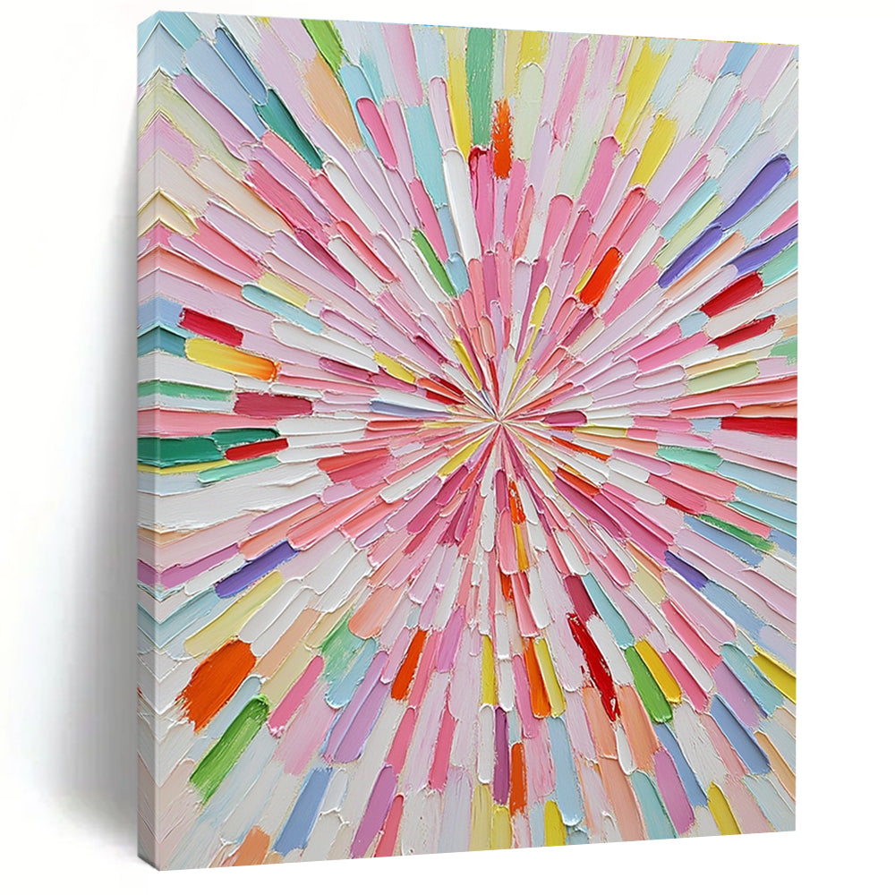 Colorful Radial Burst Abstract Painting with Vibrant Energy WINK124
