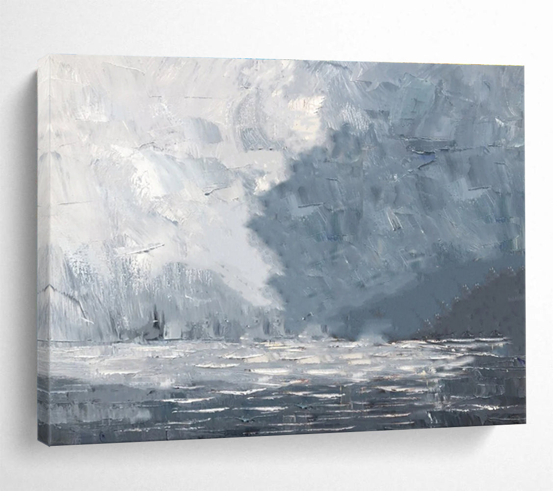 Misty Sea Abstract Painting for Atmospheric Home Libraries YHT317
