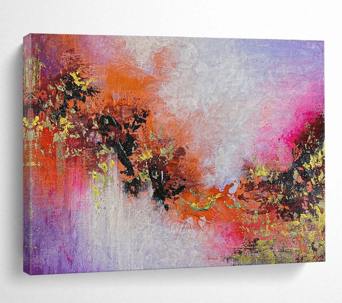 Purple and Orange Abstract Painting for Bohemian - Styled Cafes YHT366
