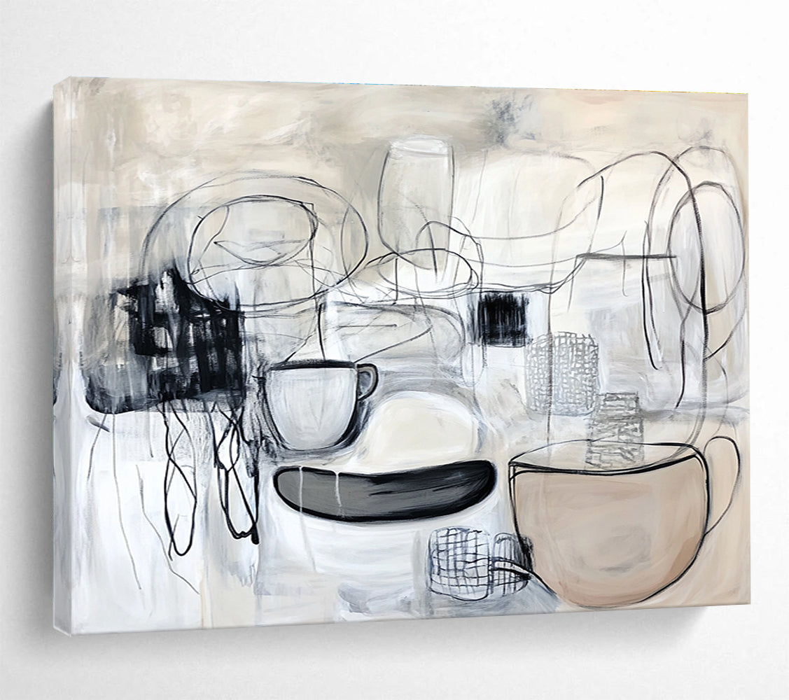Monochromatic Still - Life Abstract Painting with Raw Textured Surfaces ABS547