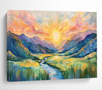 Sunrise Mountain Abstract Painting for Adventure - Lover Offices YHT416