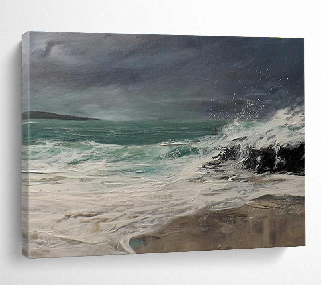 Stormy Sea Abstract Dramatic Seascape Painting for Bold Interiors YHT042