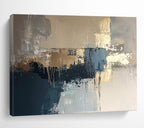 Gray and Gold Abstract with Dripping Details Abstract Painting ABS385
