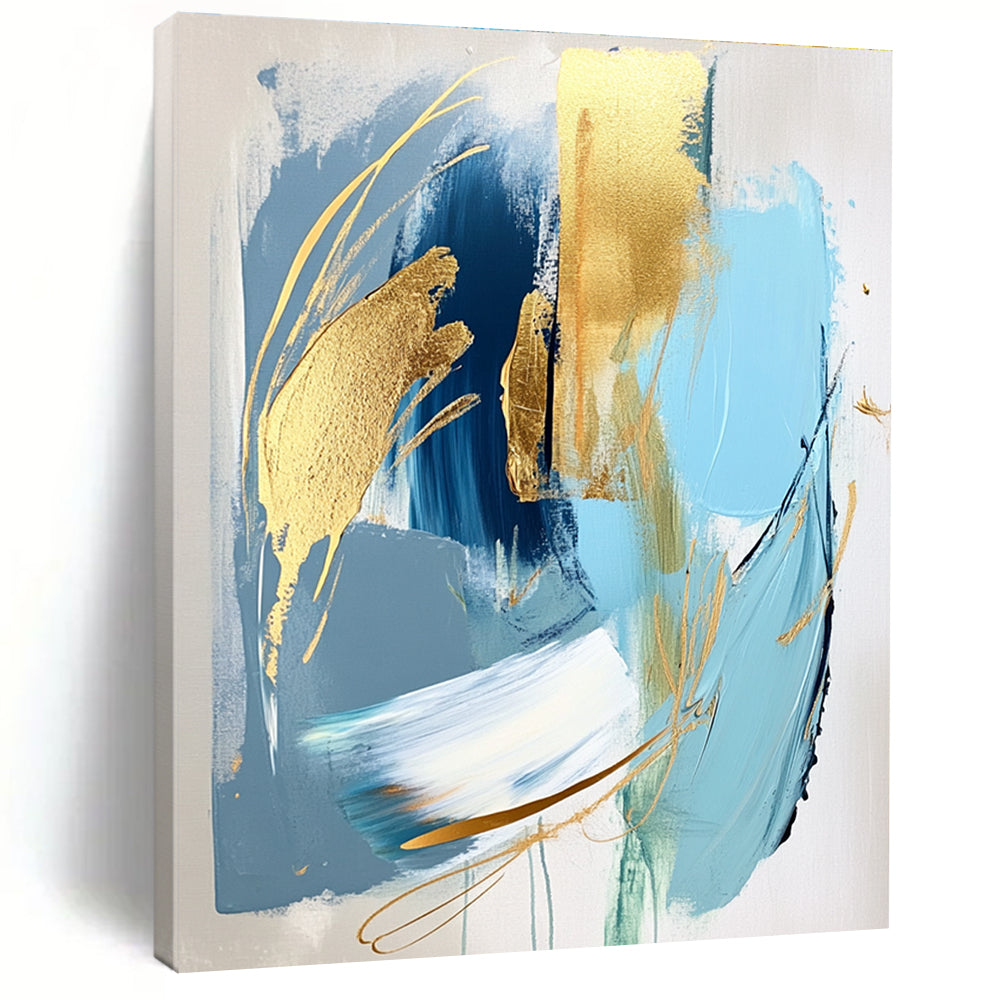Blue Gold Abstract Elegance Painting with Luxe Touches WINK713