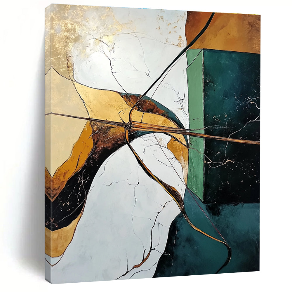 Geometric Abstract with Gold Accents Painting for Luxury Interiors GAB1111