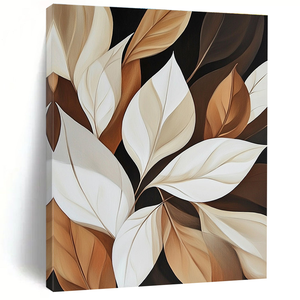 Neutral - Toned Leaves Abstract Painting for Minimalist Living Spaces GAB0832