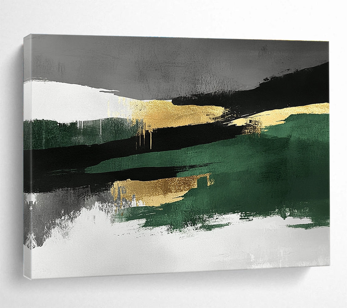 Green - Gold Abstract Landscape Fusion Painting ABS211