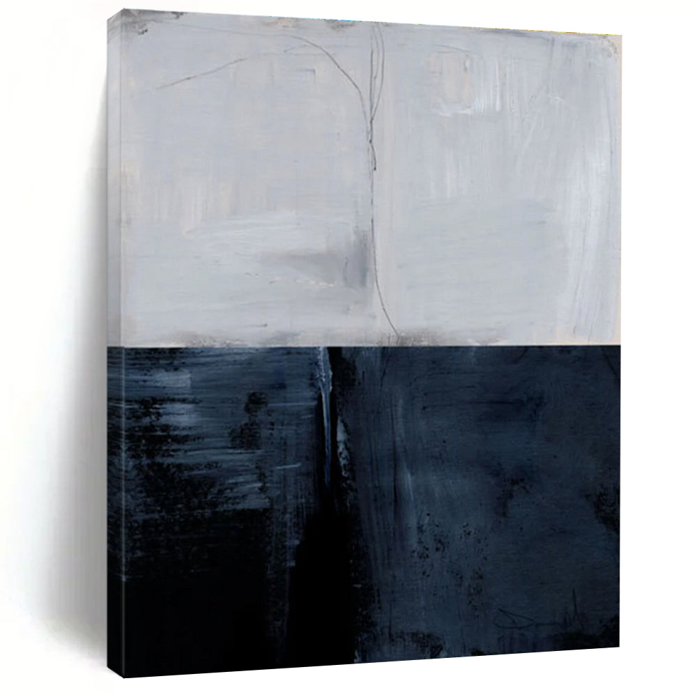 Two - Tone Gray Abstract Painting for Sophisticated Home Libraries HENG206