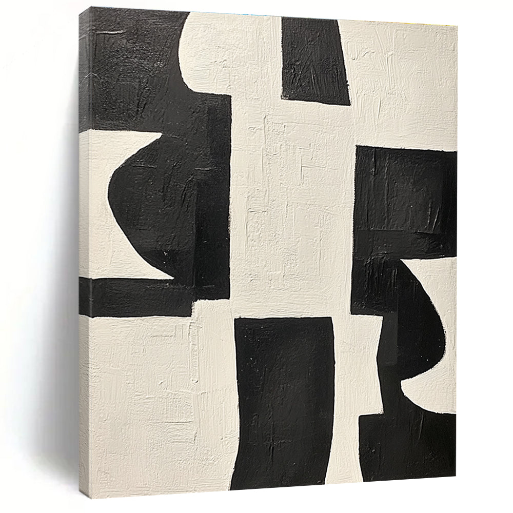 Black and White Geometric Abstract Painting for Modern Minimalist Interiors GAB0790