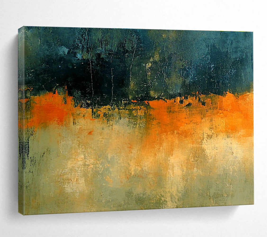 Dark and Orange Layered Textures Abstract Painting ABS341