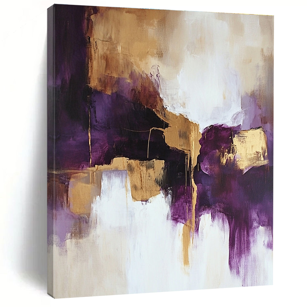 Purple and Gold Abstract Painting for Luxurious Dining Rooms GAB0810