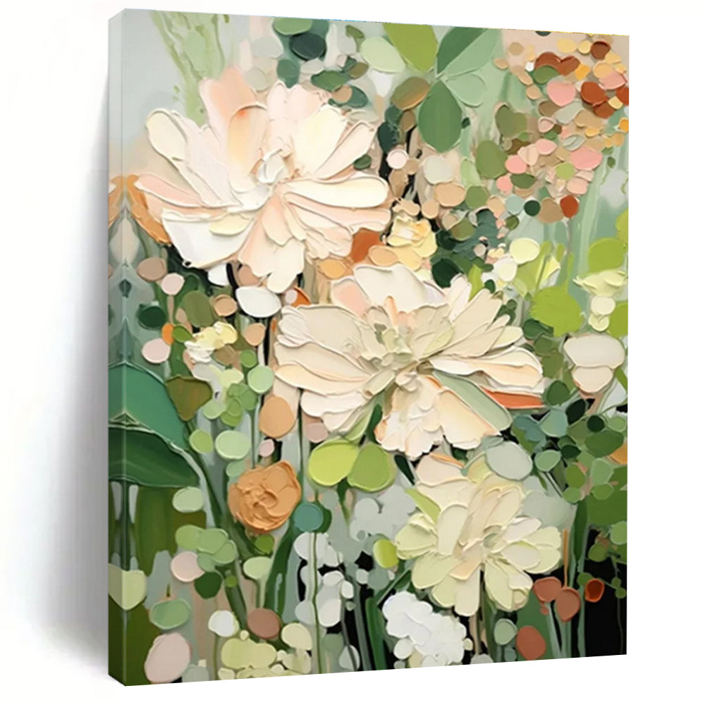 Textured Floral Abstract Painting for Serene Bedrooms HENG422