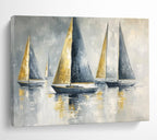 Sailboats with Gold Sails Abstract Painting with Luxe Maritime Vibe ABS607