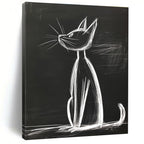 Chalk Cat Drawing Playful Street - Art - Inspired Abstract Painting GAB0342