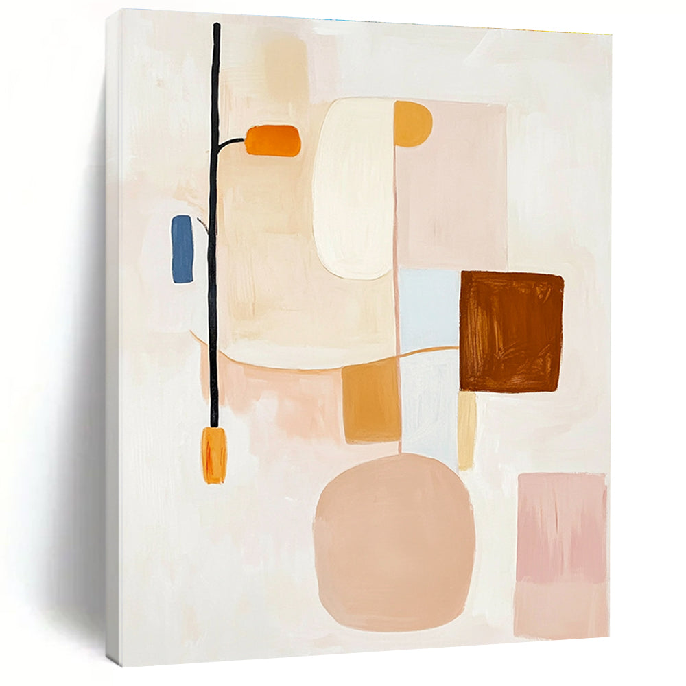 Soft Pastel Shapes Abstract Painting for Serene Interiors GAB0687