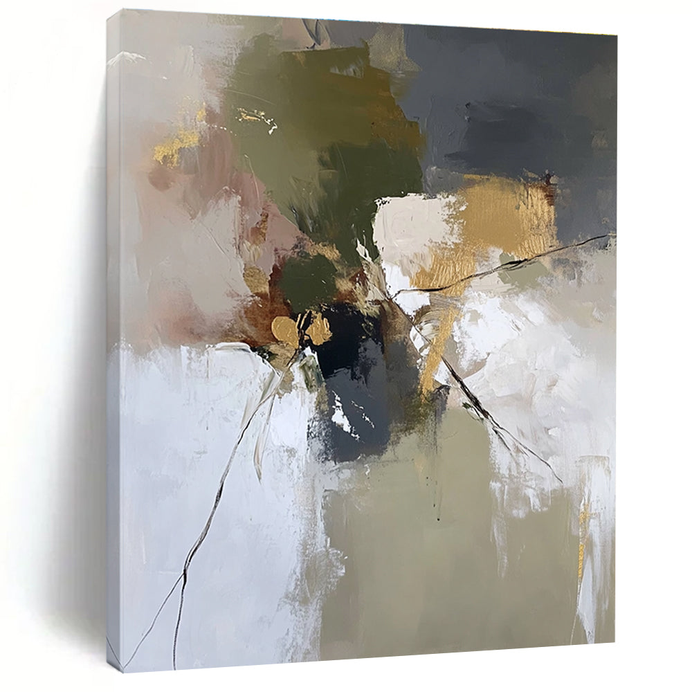 Green Gold Gray Abstract Painting with Natural Elegance WINK465