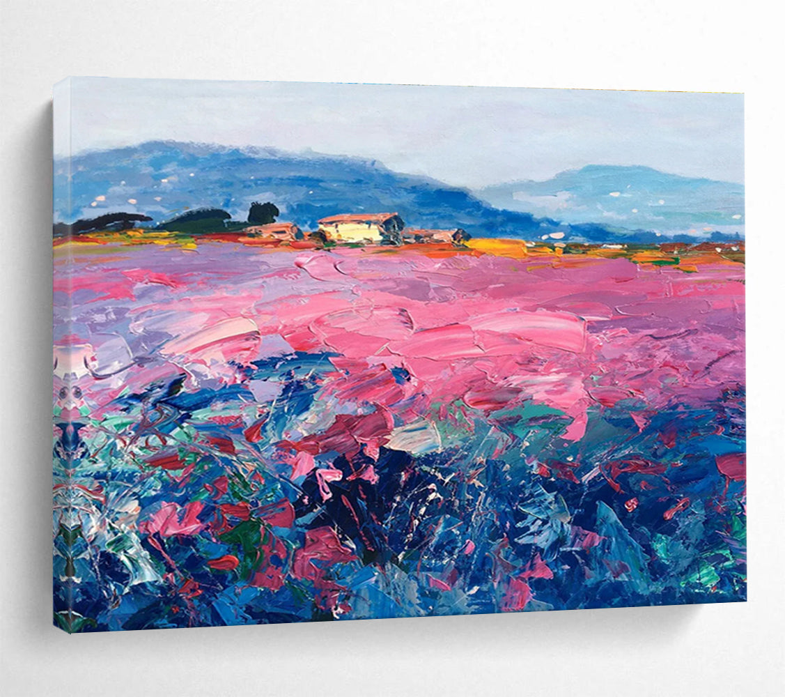 Pink Field Abstract Painting for Countryside - Themed Cafes YHT450