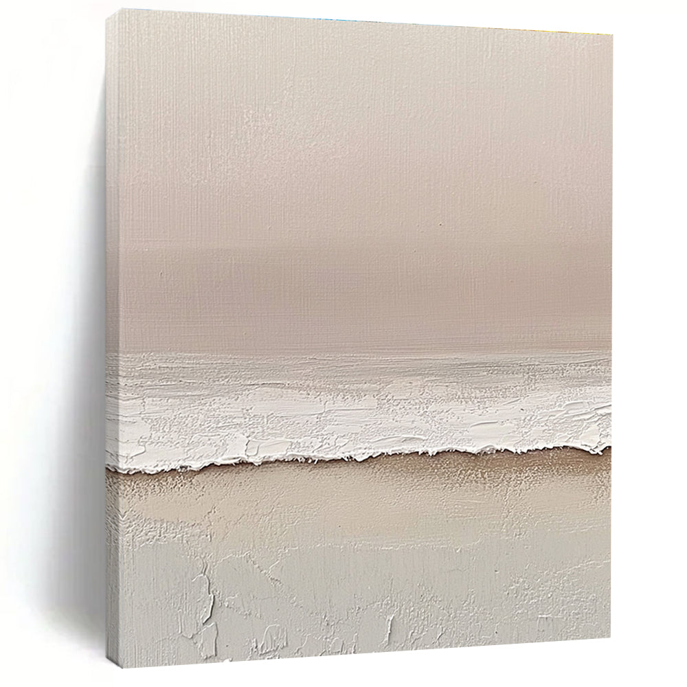 Minimalist Beige and White Abstract Painting of Quiet Serenity GAB0086