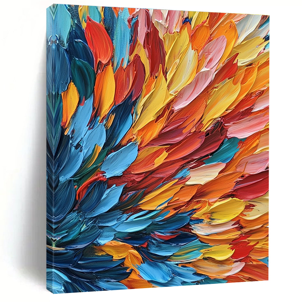 Feather - like Color Strokes Abstract Painting with Graceful Movement WINK083