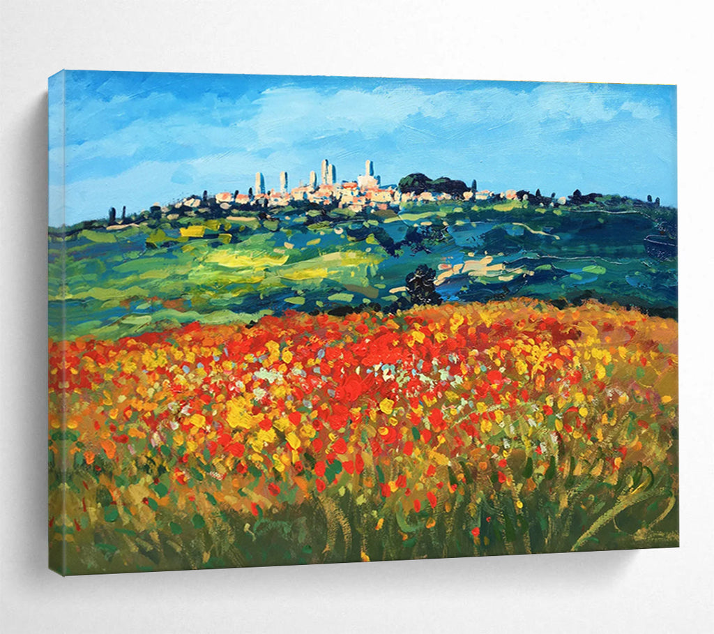 Tuscan Field Abstract Painting for Italian Villa Rental Offices YHT468