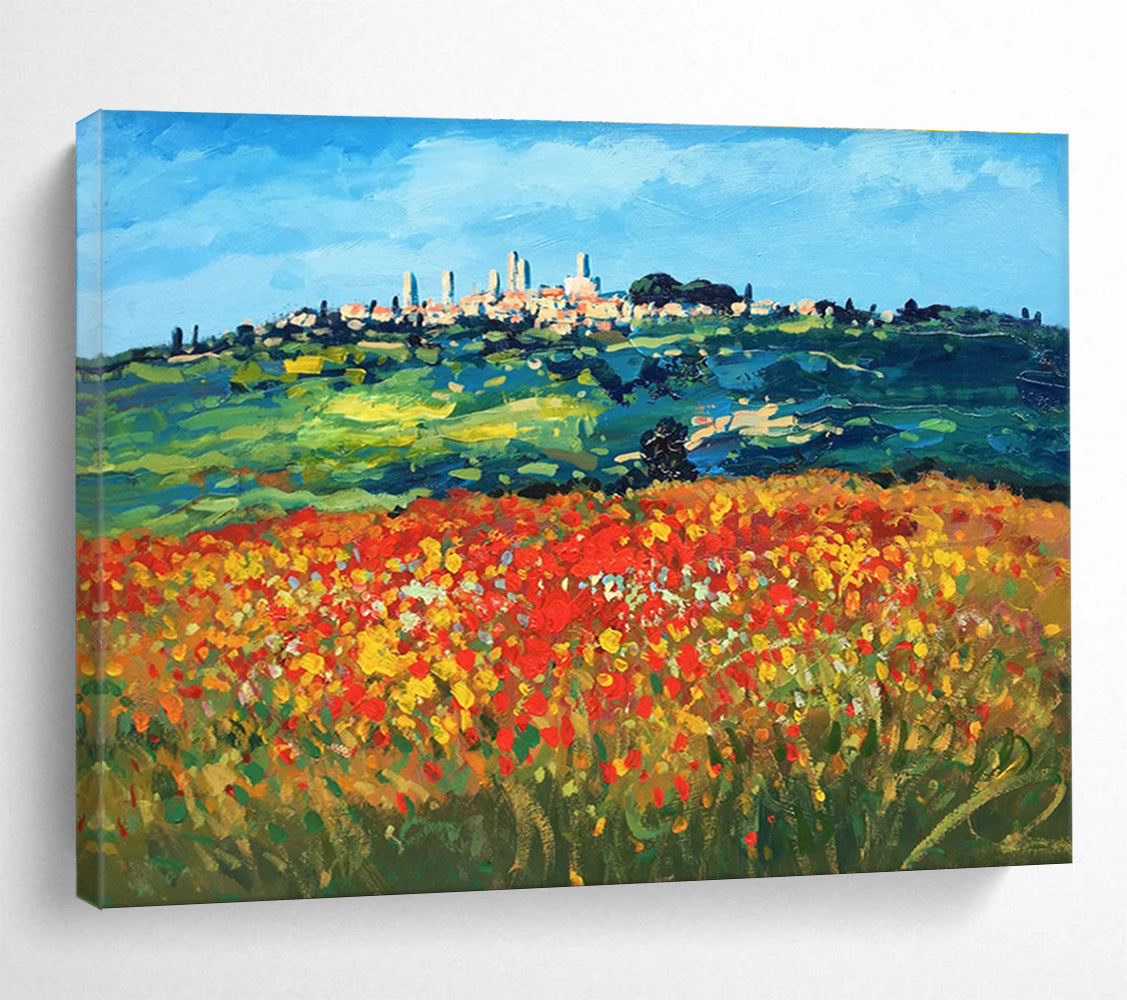 Tuscan Field Abstract Painting for Italian Villa Rental Offices YHT468