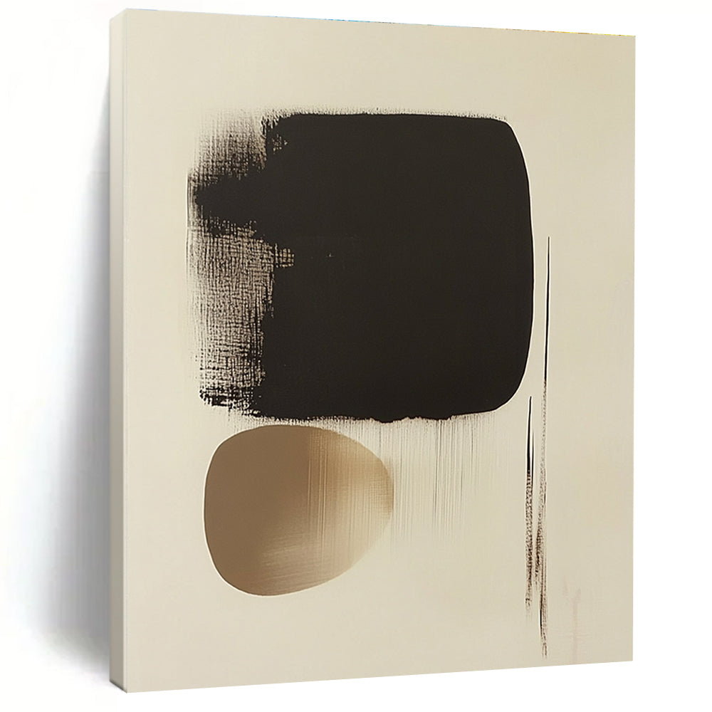 Black and Beige Forms Abstract Painting with Subtle Dynamics WINK171