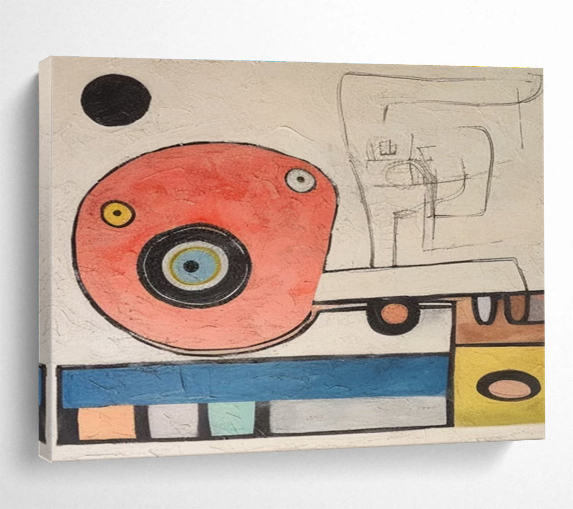Whimsical Abstract Forms Painting with Retro Vibes YHT004