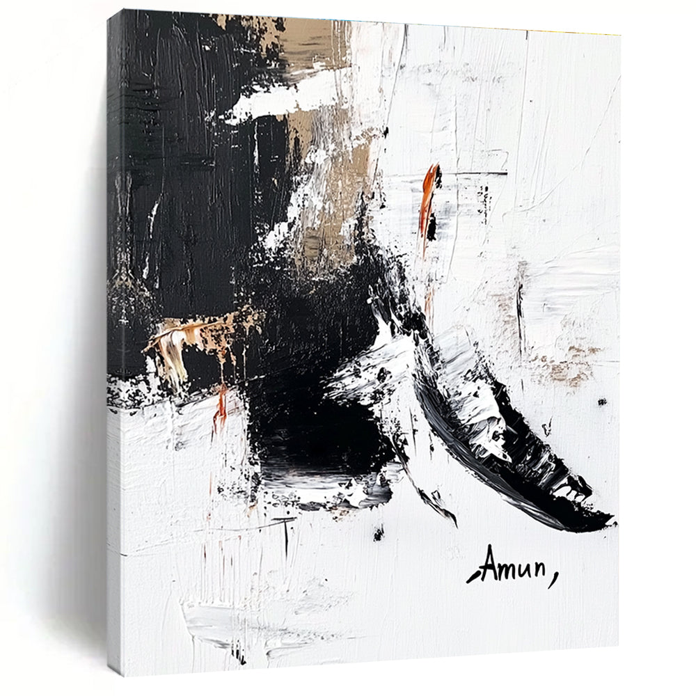 Accented Black - White Abstract Painting with Subtle Intrigue WINK356