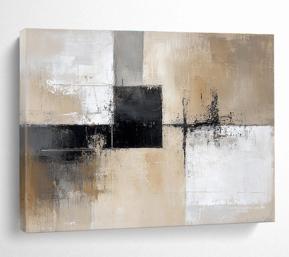 Neutral Geometric Abstract Painting with Subtle, Modern Compositions ABS527