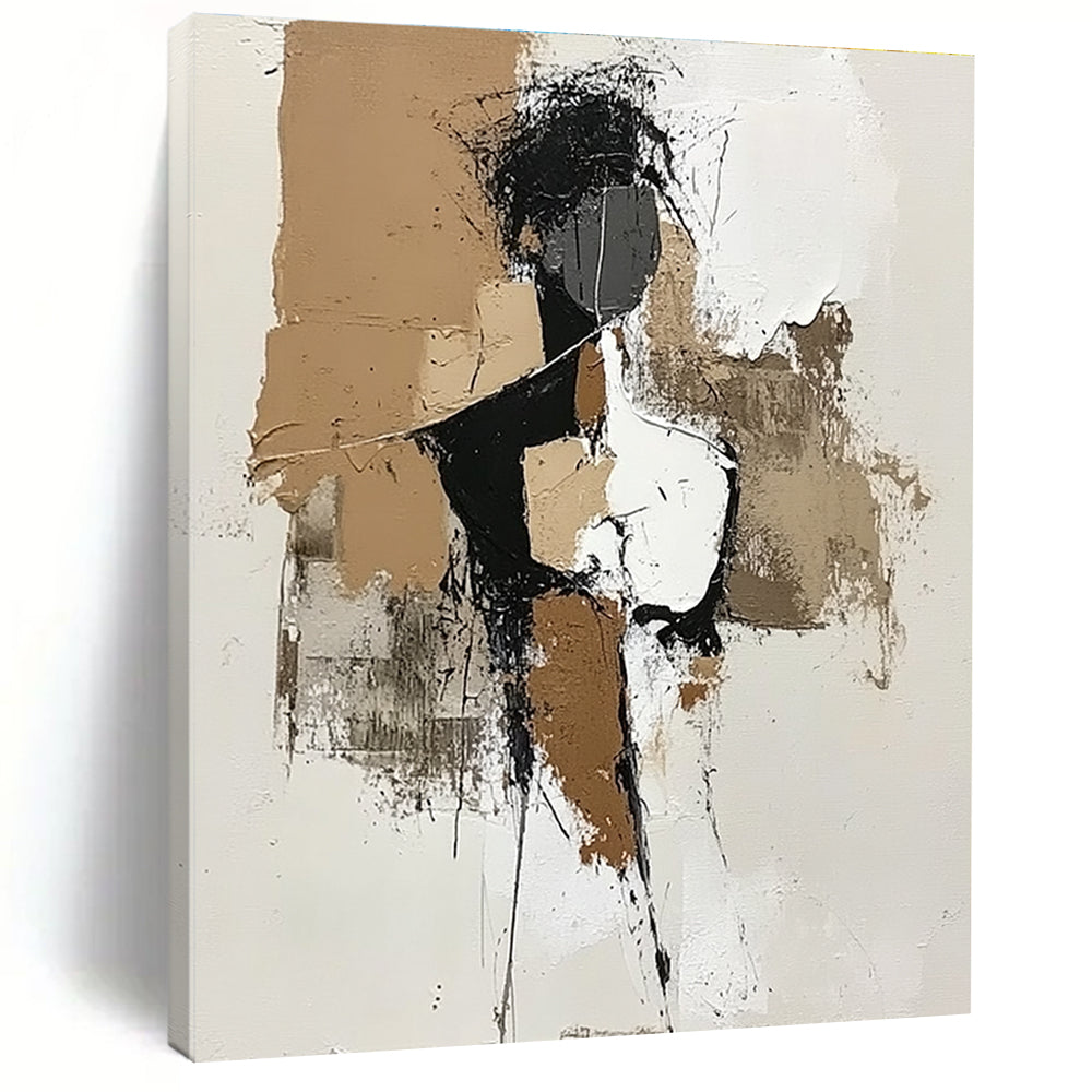 Neutral Tone Figure Abstract Painting for Minimalist Art Studios GAB0852