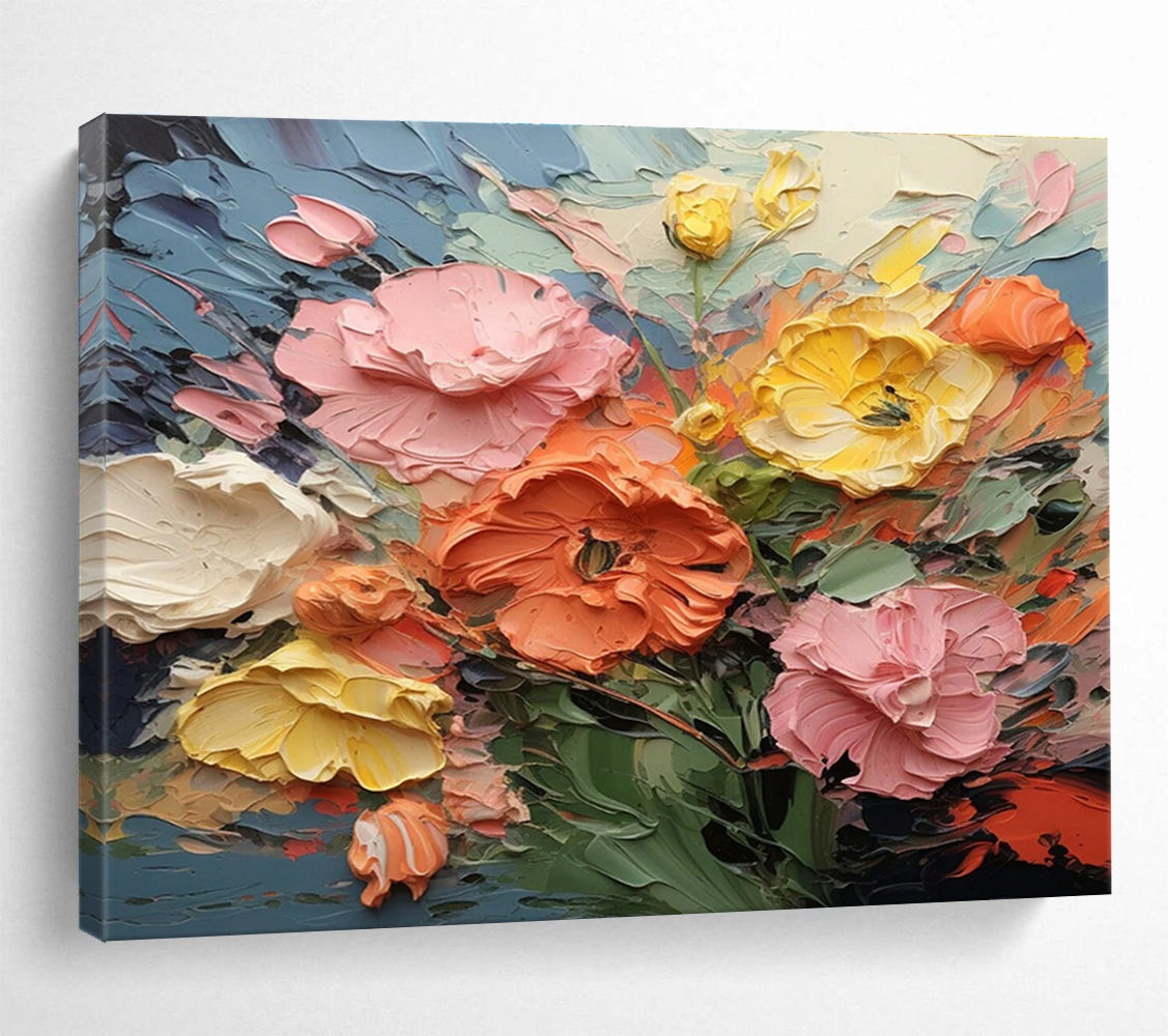 Textured Flower Bouquet Abstract Painting for Elegant Home Offices YHT295