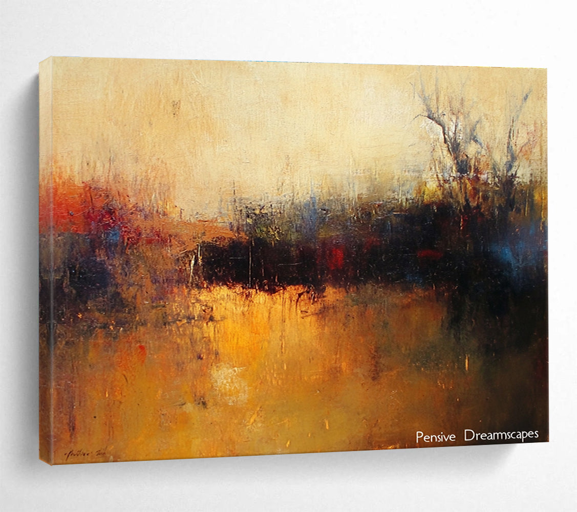Misty Landscape Abstract Painting with Soft, Dreamy Atmospheric Layers ABS502