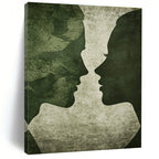 Green Silhouette Faces Mysterious Abstract Painting for Thought - Provoking Spaces GAB1493